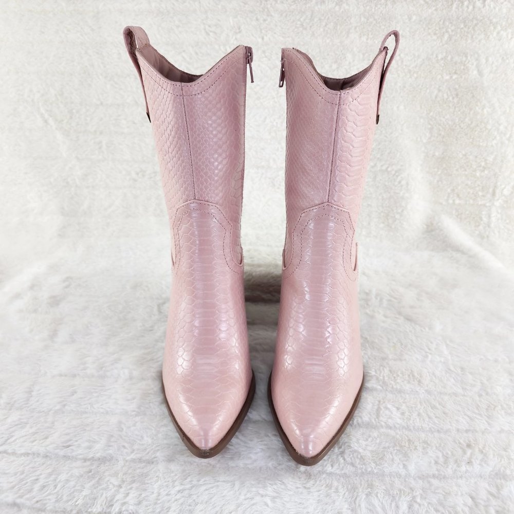 Pink Western-Style Ankle Boots - Picture 6 of 9